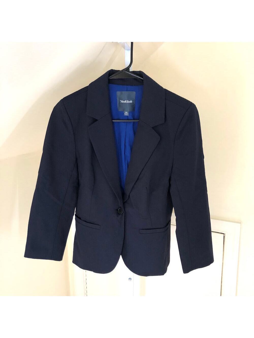 Modcloth EUC Women's Blue One Button Notched Collar Blazer XS